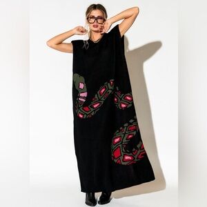 Dressed in LALA Big Reputation Oversized Knit Maxi Dress in Snake - L/XL